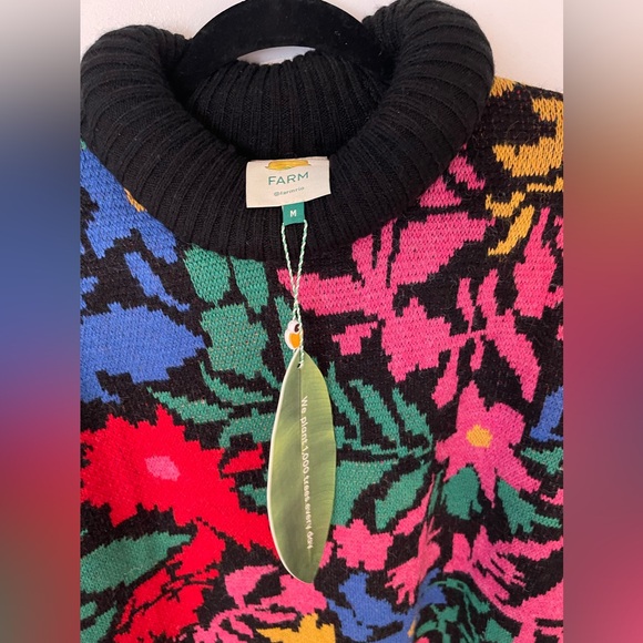 NEW FARM Rio Tropical Garden Sweater Dress Turtleneck Size M - Picture 5 of 13